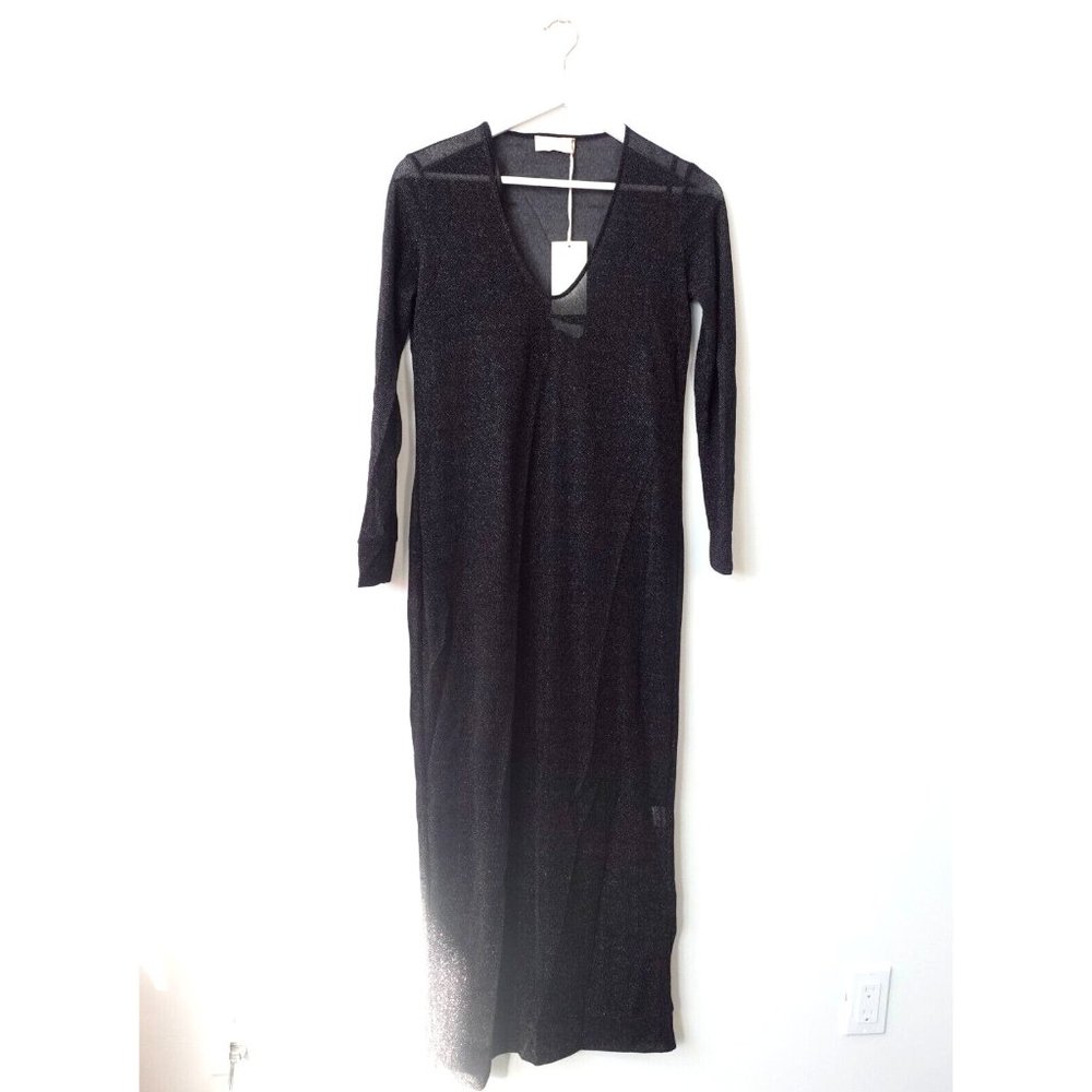 Black Evening Dress Small Black Maxi See Through Bedazzle Sparkle Party Cocktail